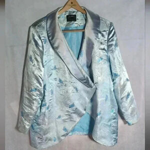 AS HRO blue satin floral pattern jacket sz 24